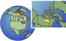 Nunavut (Mountain), Canada as a marked location on the globe