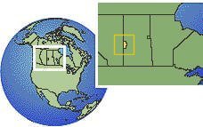 Saskatchewan (exceptions - west), Canada as a marked location on the globe