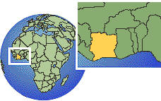 Cote D'Ivoire as a marked location on the globe