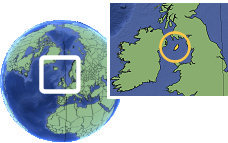 Isle of Man as a marked location on the globe