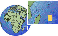 Mauritius as a marked location on the globe