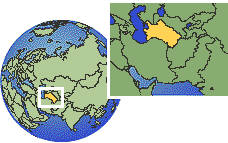 Turkmenistan as a marked location on the globe