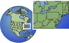 District of Columbia, United States as a marked location on the globe