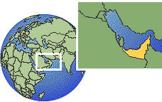 Dubai, United Arab Emirates time zone location map borders