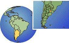 Gualeguaychú, Entre Rios, Argentina time zone location map borders