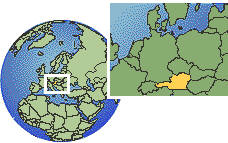 Linz, Austria time zone location map borders