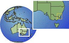 Canberra, Australian Capital Territory, Australien Zeitzone Lageplan Grenzen