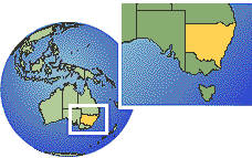 Nueva Gales del Sur, Australia time zone location map borders