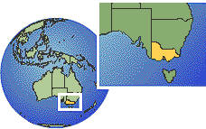 Mildura, Victoria, Australia time zone location map borders