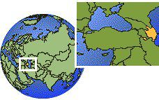 Azerbaiyán time zone location map borders