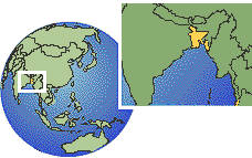 Barisal, Bangladesh time zone location map borders