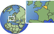 Bélgica time zone location map borders