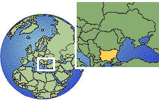 Sofia, Bulgaria time zone location map borders