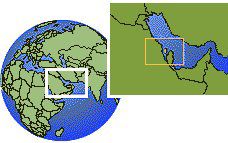 Manama, Bahrain time zone location map borders