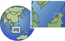 Bandar Seri Begawan, Brunei Darussalam time zone location map borders