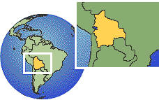 Bolivia, Plurinational State of time zone location map borders