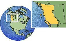 Victoria, British Columbia, Canada time zone location map borders