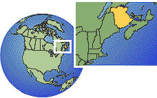 Belleville, New Brunswick, Canada time zone location map borders