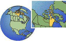 Rankin Inlet, Nunavut (Centre), Canadá time zone location map borders