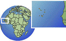 Cabo Verde time zone location map borders