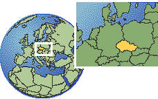 República Checa time zone location map borders