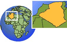 Algiers, Algeria time zone location map borders