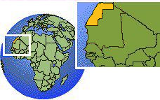 Sáhara Occidental time zone location map borders