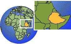 Addis Ababa, Etiopía time zone location map borders