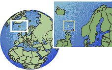 Thorshavn, Faroe Islands time zone location map borders