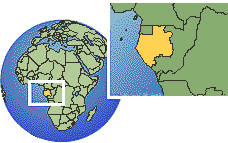 Gabón time zone location map borders