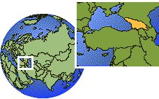 Rustavi, Georgia time zone location map borders