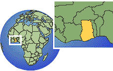 Ghana time zone location map borders