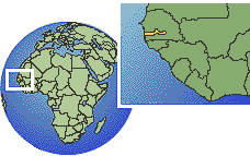 Gambia time zone location map borders