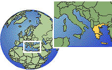 Patrai, Greece time zone location map borders