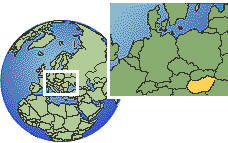 Hungary time zone location map borders