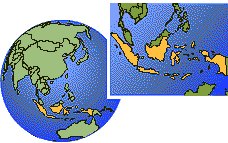 Banjarmasin, (central), Indonesia time zone location map borders