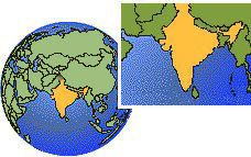 India time zone location map borders