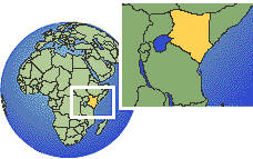 Nairobi, Kenia time zone location map borders