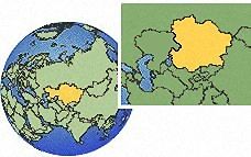 Qyzylorda, (Eastern), Kazakhstan time zone location map borders