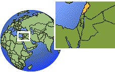 Tripoli, Lebanon time zone location map borders