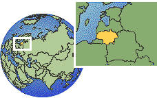 Kaunas, Lithuania time zone location map borders