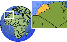 Rabat, Marruecos time zone location map borders