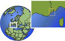 Monaco time zone location map borders