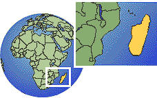 Antananarivo, Madagascar time zone location map borders