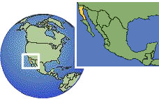 San Felipe, Baja California, México time zone location map borders