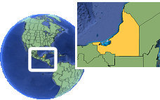 Campeche, México time zone location map borders