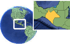 Chiapas, México time zone location map borders