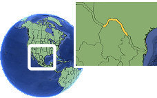 Acuña, Coahuila (región fronteriza), México time zone location map borders