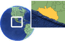 Acapulco de Juárez, Guerrero, México time zone location map borders