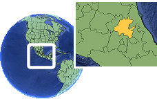 Pachuca, Hidalgo, Mexico time zone location map borders